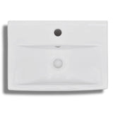 141932 Ceramic Bathroom Sink Basin Faucet/Overflow Hole White Rectangular
