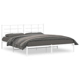 Metal Bed Frame without Mattress with Headboard White 180x200cm 355614