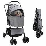 Folding Pet Stroller Adjustable Grey 81 x 47 x 99 cm Polyester 42012436