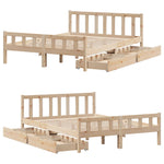 ZNTS Bed Frame without Mattress 135x190 cm Double Solid Wood Pine 3301569