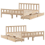 ZNTS Bed Frame without Mattress 135x190 cm Double Solid Wood Pine 3301569