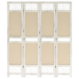 4-Panel Room Divider Cream 140x165 cm Fabric 338559