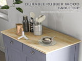 Side Storage Multi-use Sideboard Table Kitchen Floor Cabinet with Solid Wood Top, Adjustable Shelf, T3398P553467