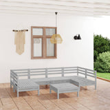 7 Piece Garden Lounge Set White Solid Wood Pine 3083400