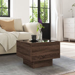 ZNTS Side Table with LED Brown Oak 40x40x30 cm Engineered Wood 847503