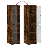 Highboard with Glass Doors Smoked Oak 35x37x142 cm 836438