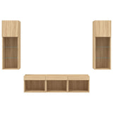 5 Piece TV Wall Units with LED Sonoma Oak Engineered Wood 3216599