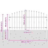 Spike Fence Asten Black 200 x 130 cm Powder-Coated Steel 42030086