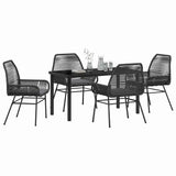 Garden Dining Set with Cushion 5 pcs Black Poly Rattan 3380871
