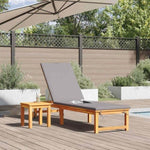 Sun Lounger Reclining Brown 53 x 202 x 89cm Solid Acacia wood 4108109