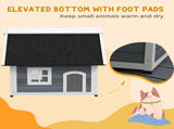 Outdoor Cat House, Wooden Feral Cat Shelter, with Openable Asphalt Roof, Three Doors - Grey T3398P349957