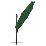 ZNTS Cantilever Garden Parasol with Pole and LED Lights Green 300 cm 312337