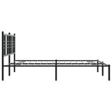 Metal Bed Frame without Mattress with Headboard Black 150x200cm 376326