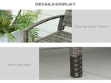 2 Seater Poly Rattan Garden Bench, All Weather Wicker Garden Loveseat, Outdoor Seating Bench with T3398P325275