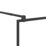 Walk-in Shower Wall 115x195 cm Half Frosted ESG Glass Black 151875
