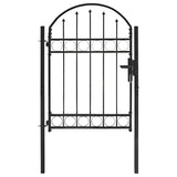 Fence Gate ASSEN with Arched Top Steel 102x125 cm Black 143085