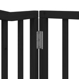 Dog Gate with Door Foldable 8 Panels Black 640 cm Poplar Wood 3155630