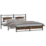 Metal Bed Frame without Mattress Smoked Oak 180x200 cm Super King 3325109