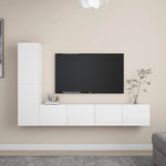 4 Piece TV Cabinet Set White Engineered Wood 3078674