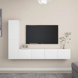 4 Piece TV Cabinet Set White Engineered Wood 3078674