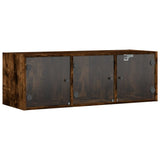 Wall Cabinet with Glass Doors Smoked Oak 102x37x35 cm 836515