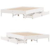Bed Frame without Mattress White 150x200 cm King Size Solid Wood Pine 3301708