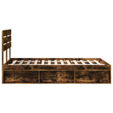Bed Frame Smoked Oak 135 x 190 cm Solid Pine Wood 3411427