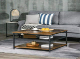 Coffee Table, Living Room Table with 3-Tier Storage Shelves, Square Tea Table for Home Office, T3398P329850