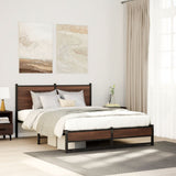Metal Bed Frame without Mattress Brown Oak 150x200 cm King Size 4007942