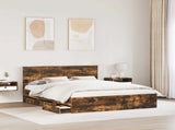 Bed Frame with Drawer Smoked Oak 160 x 200 cm Engineer Wood 3410690