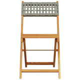 Bistro Set Grey Solid acacia wood, PE rattan Compact Collapsible 3281839
