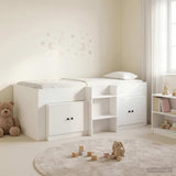Loft Bed Frame with Cabinet 3 pcs White Engineered Wood 3423366