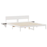 Bed Frame with Headboard White 200 x 200 cm Solid Pine Wood 3385749