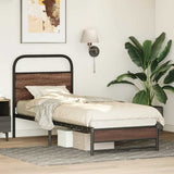 Bed Frame without Mattress 75x190 cm Brown Oak Engineered Wood 4100472