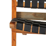 Folding Chair Crossed-Stripe Black Real Leather 246366