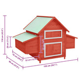 Chicken Coop Red and White 150x96x110 cm Solid Firwood 171462