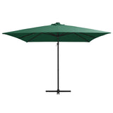 ZNTS Cantilever Garden Parasol with LED lights and Steel Pole 250x250 cm Green 46993