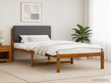 Bed Frame with Upholstered Headboard Natural and Light Grey 904347