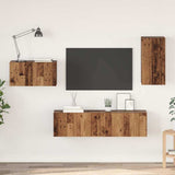 TV Cabinet Set with Drawer 4 pcs Old Wood Engineered Wood 3393297