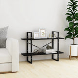 2-Tier Book Cabinet Black 100x30x70 cm Solid Wood Pine 806476