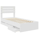 Bed Frame with Drawer White 100 x 200 cm Engineer Wood 3411524