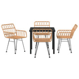 Garden Dining Set 5 pcs Brown Powder-Coated Steel 3379178
