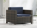 PE Rattan Garden Armchair with Cushion - Mixed Brown/Navy Blue T3398P555906