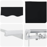 Retractable Awning Black 350 x 200 cm Polyester and Aluminium 3329711