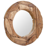 ZNTS Decorative Mirror Teak 80 cm Round 244561