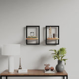 Wall Shelves 2 pcs 25x25x35 cm Solid Wood Acacia and Steel 338461