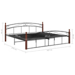 ZNTS Bed Frame without Mattress Black Metal&Solid Oak Wood 200x200 cm 324924