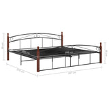 ZNTS Bed Frame without Mattress Black Metal&Solid Oak Wood 200x200 cm 324924