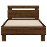 Bed Frame without Mattress with LED Lights Brown Oak 90x190 cm Single 838749