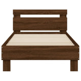Bed Frame without Mattress with LED Lights Brown Oak 75x190 cm Small Single 838756